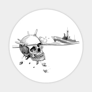 SEA MINE-SKULL AND WARSHIP Magnet